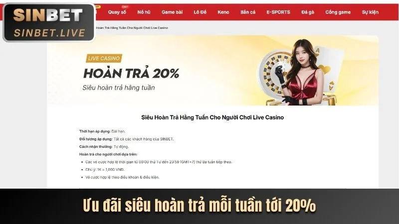 Ưu đãi hoàn trả hàng tuần tại p3bet